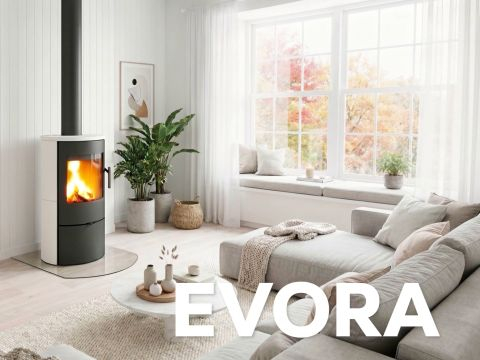 ROMOTOP EVORA: stufe a camino con formelle in ceramica in diverse tonalità di smalto