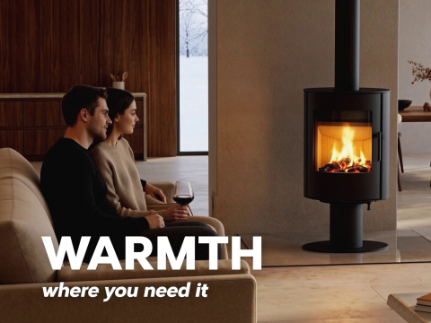 ROMOTOP EVORA T: fireplace stove on a leg with a rotating firebox