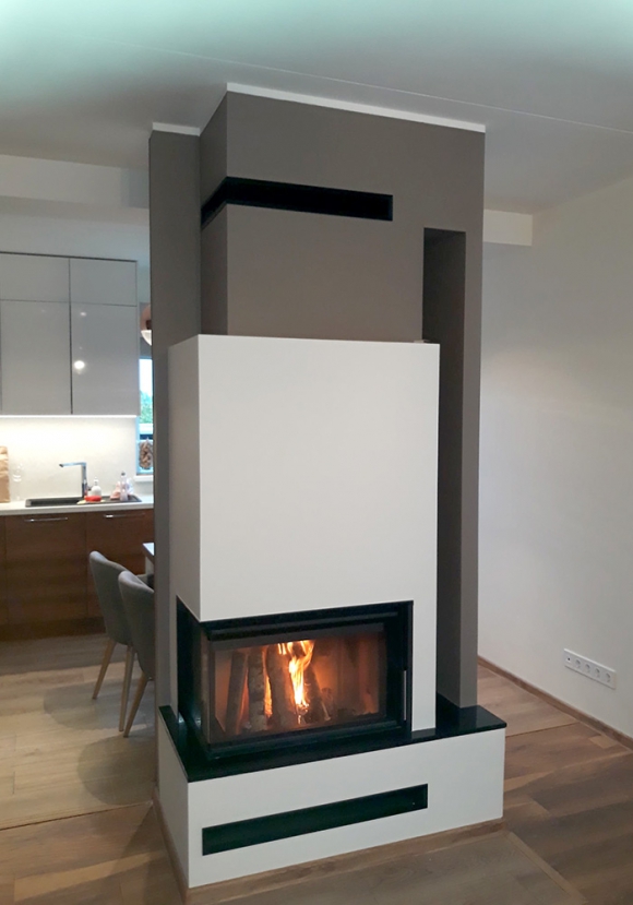 HEAT R/L 2g S 70.44.33.13(23) - corner fireplace insert with bent (split) glazing