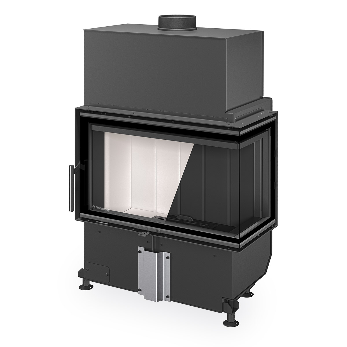 HEAT fireplace inserts WITH SIDE OPENING AND SPLIT CORNER GLAZING