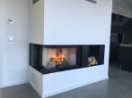 HEAT R/L 3g L 65.51.40.01(21) - Eckiger Kamineinsatz mit hochschiebbarer Tür und gebogener (geteilter) Glasscheibe