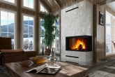 IMPRESSION R/L 2g S 71.60.34.21 - Eckiger Kamineinsatz mit geteilter Glasscheibe