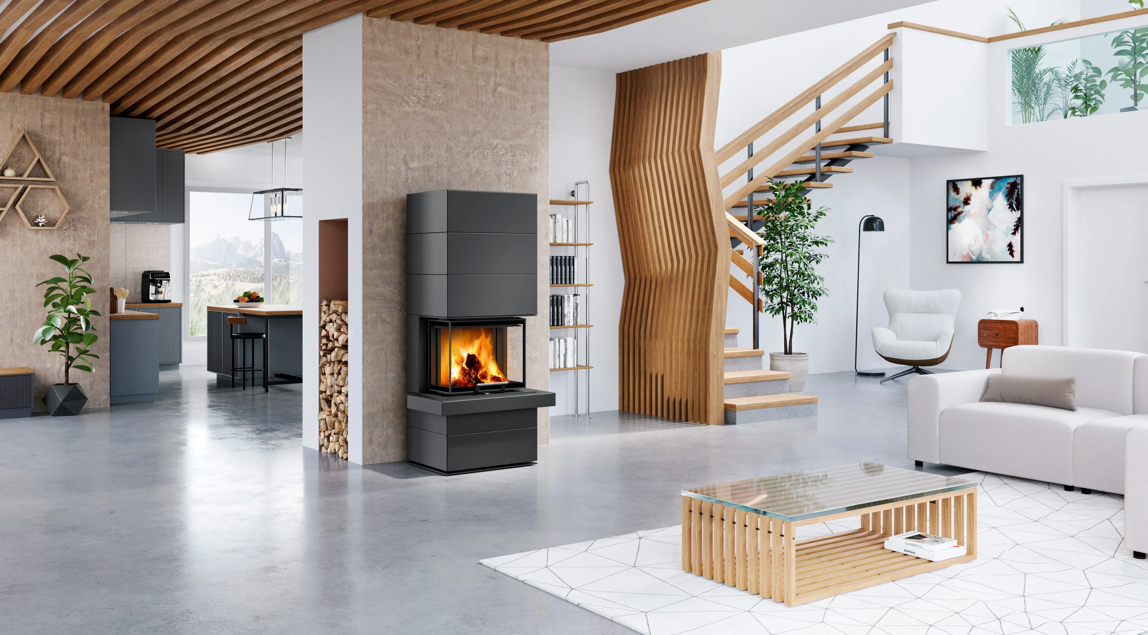 CARA CS N 03 steel - Romotop design accumulation fireplace with lifting door