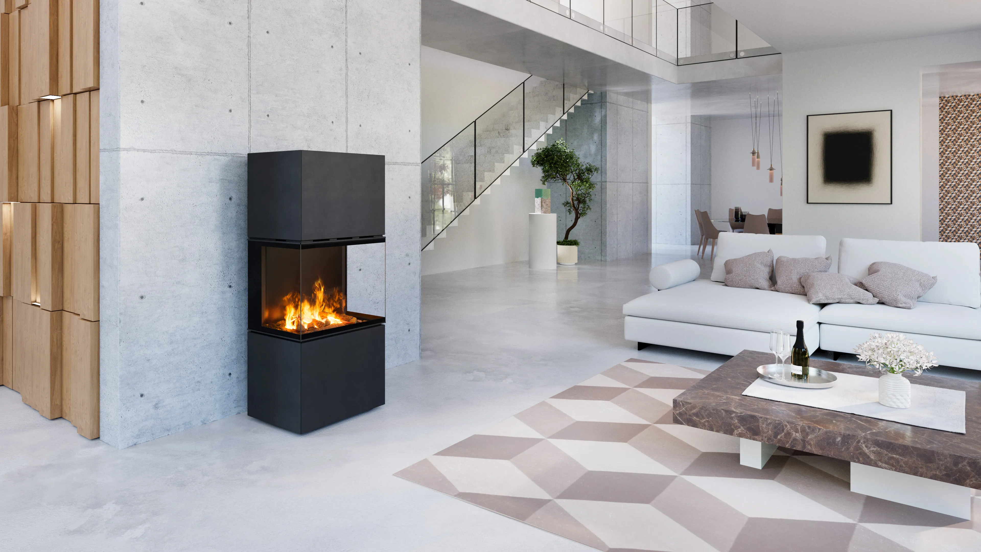 e–LERA C steel - Romotop electric design fireplace